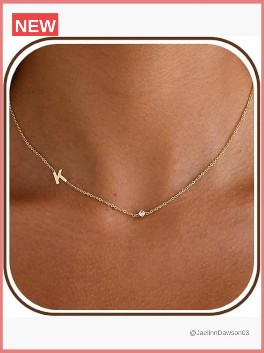 Dainty Initial Choker Necklace 14K Gold Plated Sideways Letter
